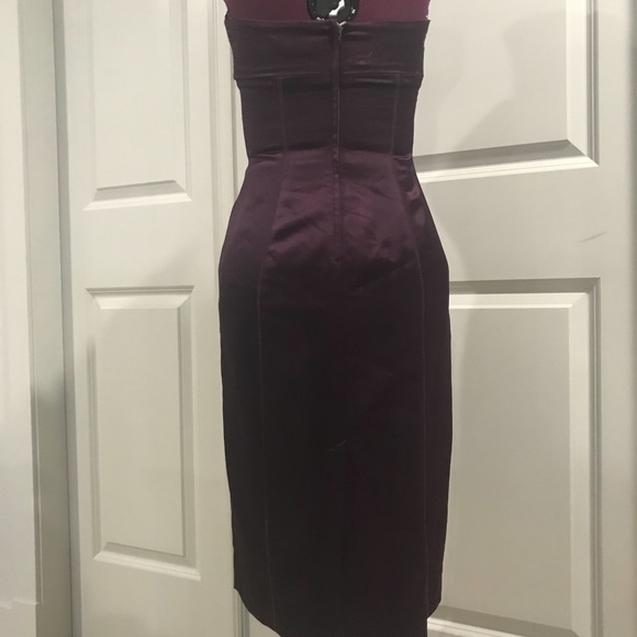 Burgundy Bebe strapless satin dress - Picture 3 of 8